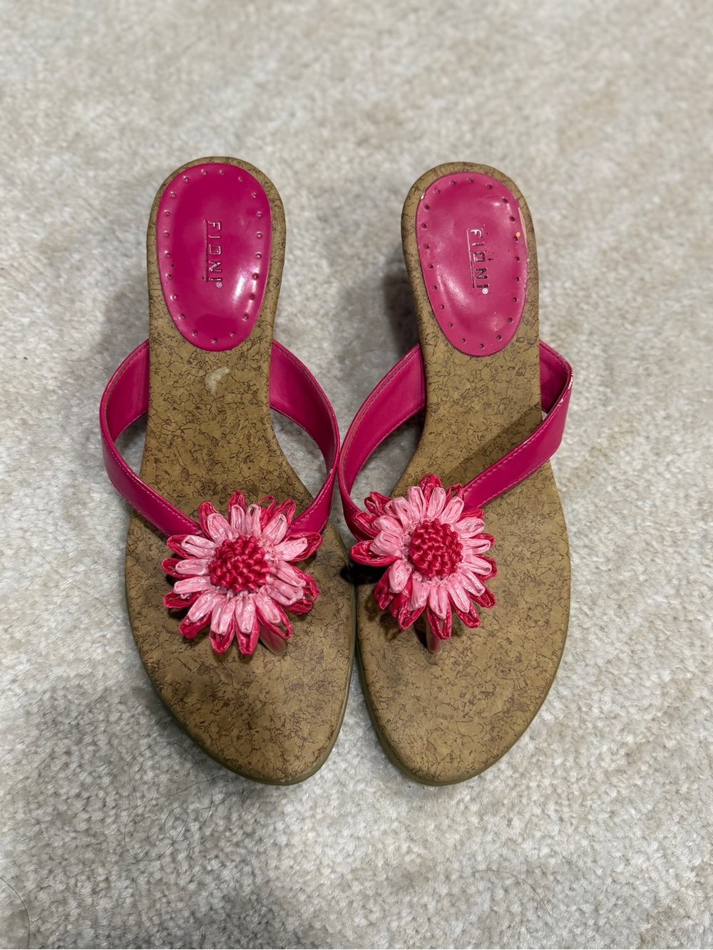 FIONI Clothing Hot Pink Floral Toe-Thong Sandals